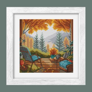 Patrón de punto de cruz – Paisaje Otoñal