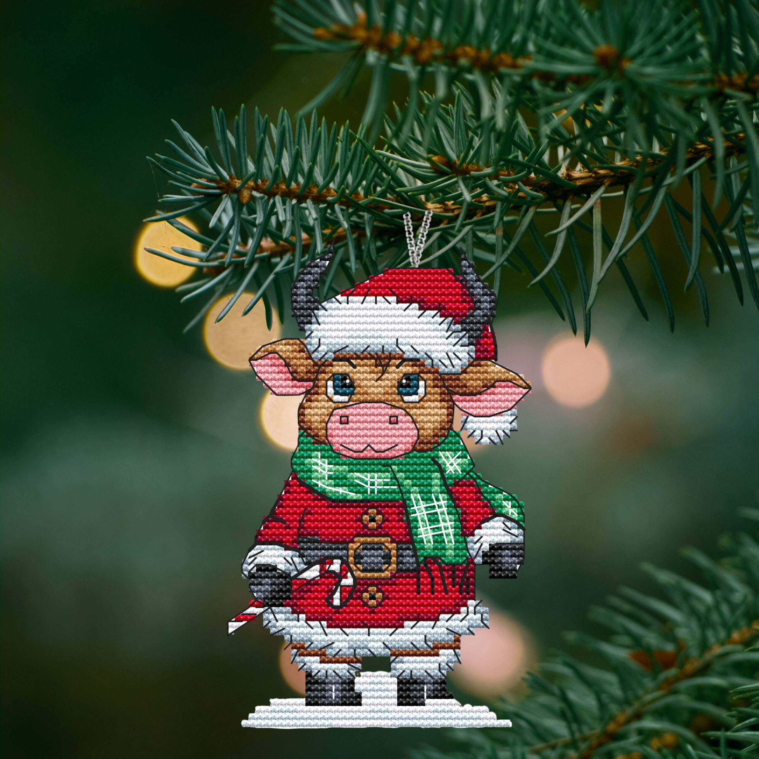 Patrón de punto de cruz – Toro navideño