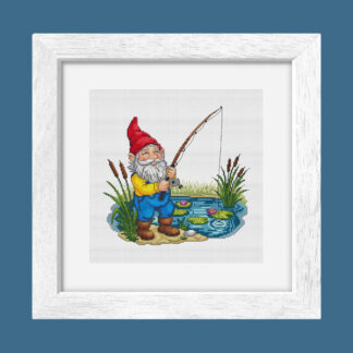 Patrón de punto de cruz – Gnomo Pescador