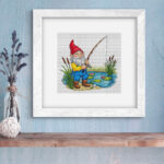 Patrón de punto de cruz – Gnomo Pescador