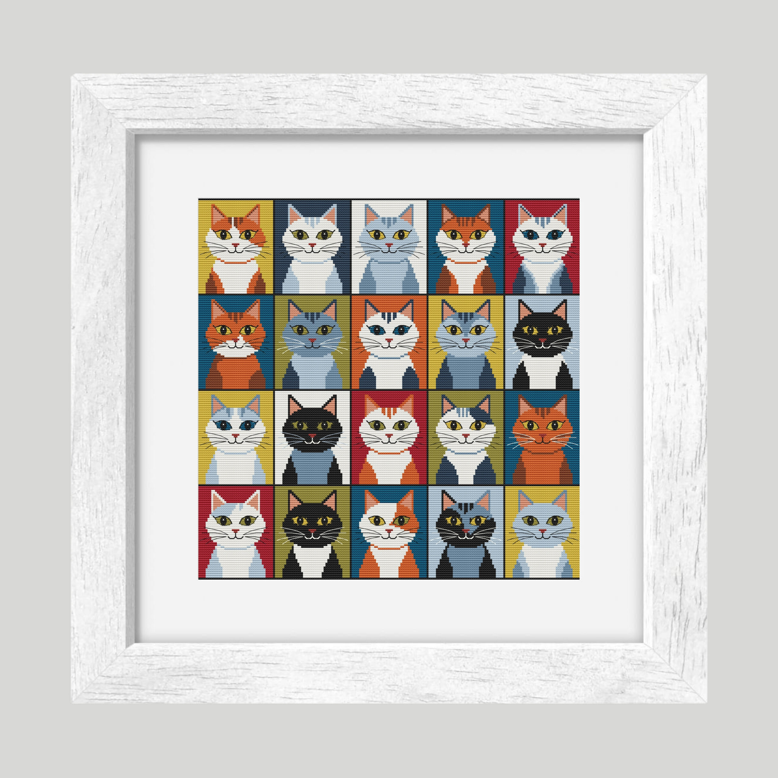 Patrón de punto de cruz – Pop Art Gatitos
