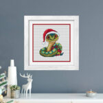 Patrón de punto de cruz – Serpiente navideña