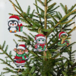 Patrón de punto de cruz – Animales navideños