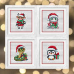 Patrón de punto de cruz – Animales navideños