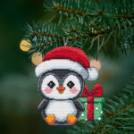 Patrón de punto de cruz – Pingüino navideño