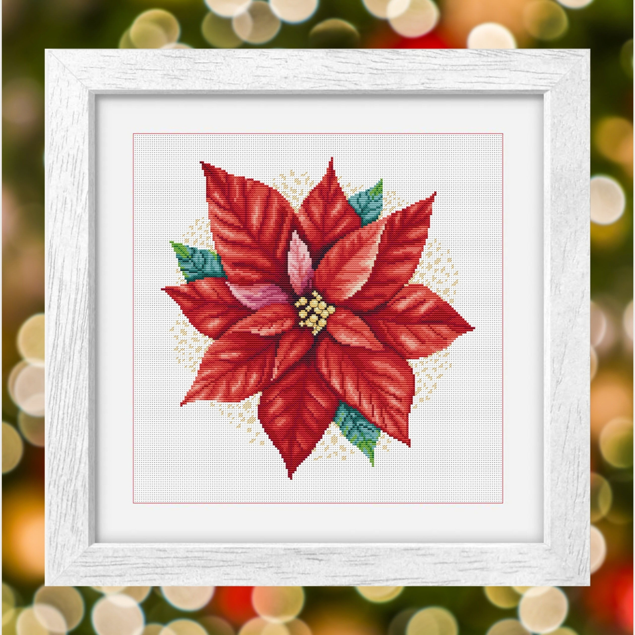 Patrón de punto de cruz – Poinsettia