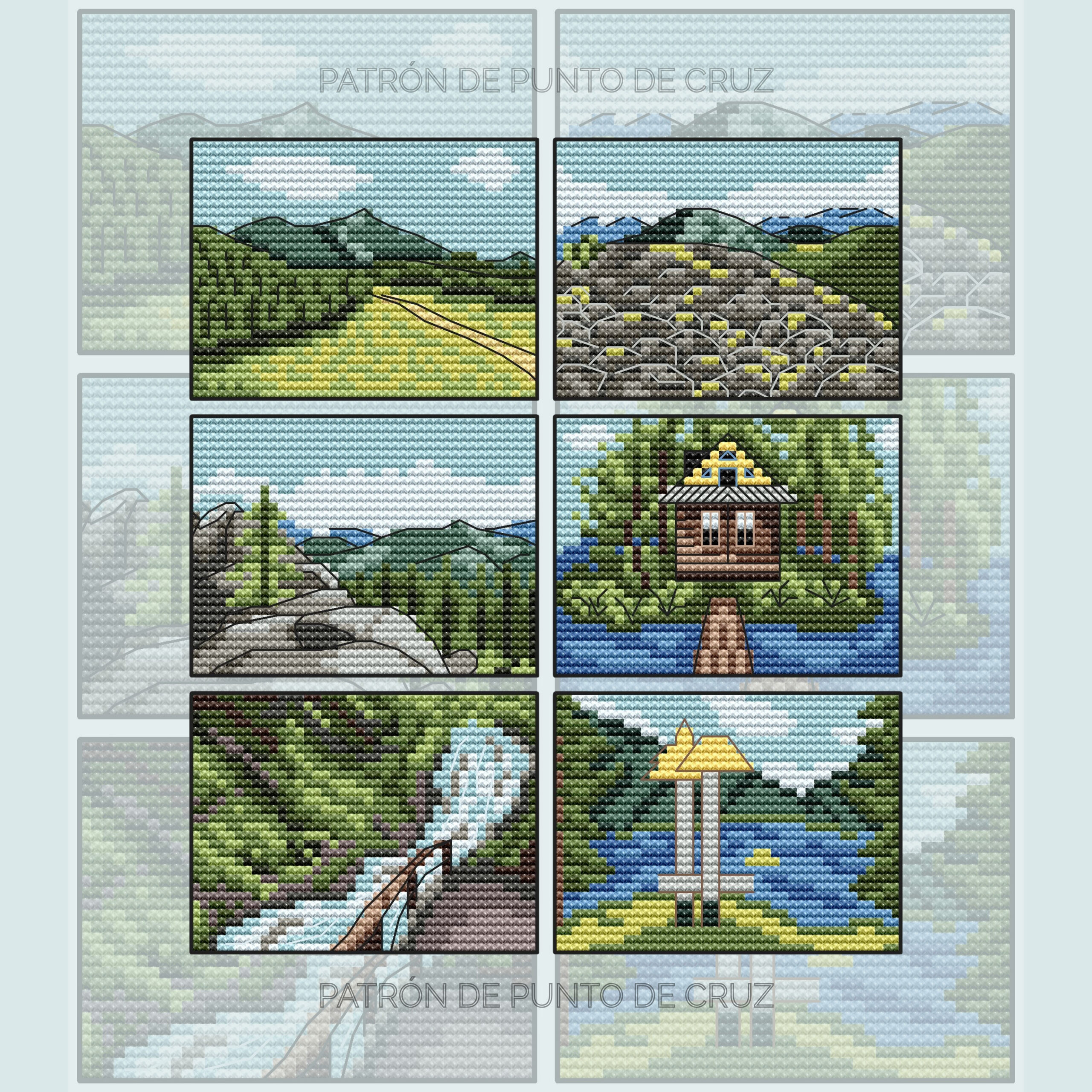 Patrón de punto de cruz – Mini Paisajes