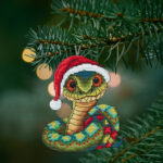 Patrón de punto de cruz – Serpiente navideña