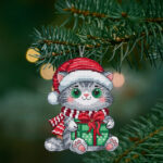 Patrón de punto de cruz – Gatita navideña