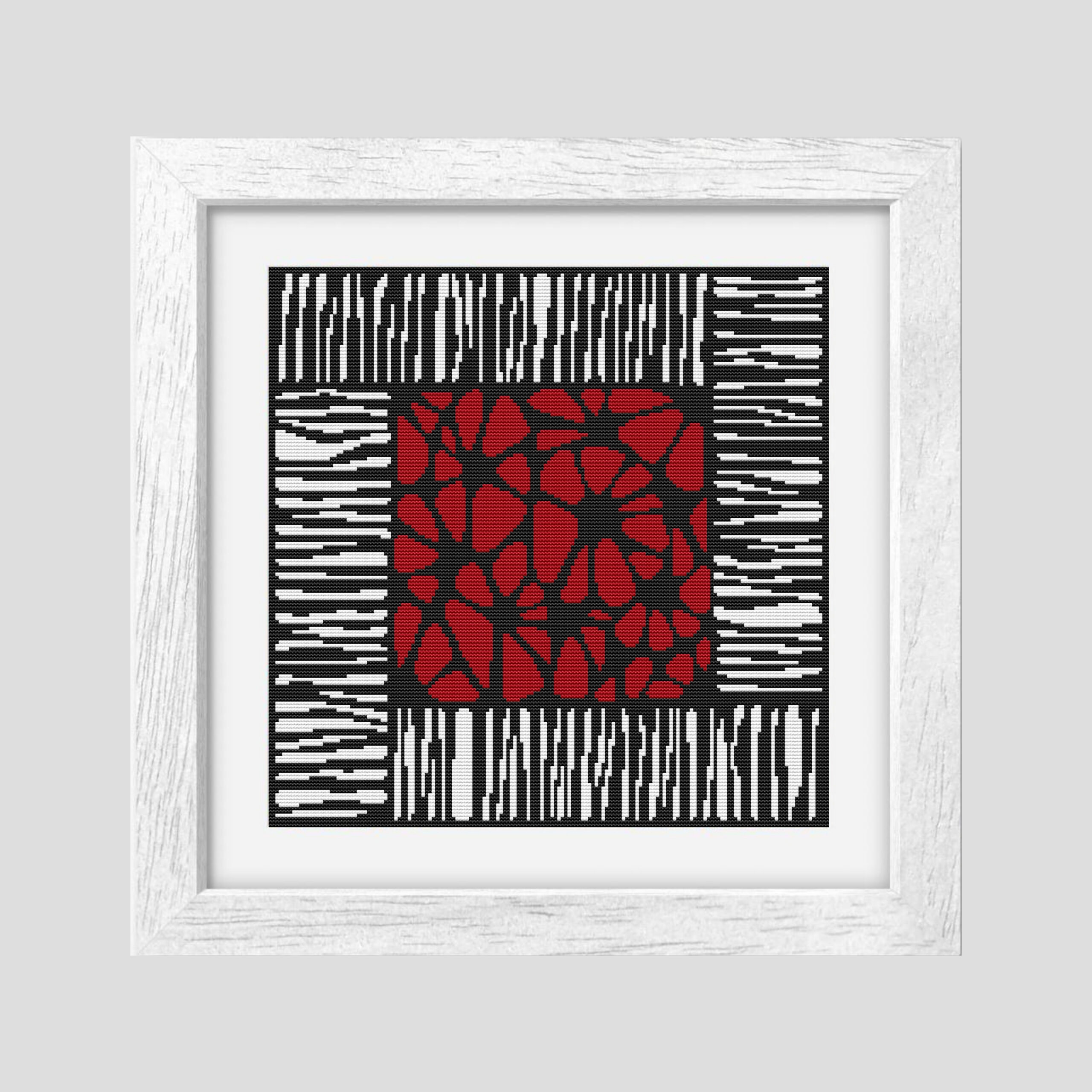 Patrón de punto de cruz – Flores Rojas