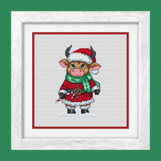 Patrón de punto de cruz – Toro navideño