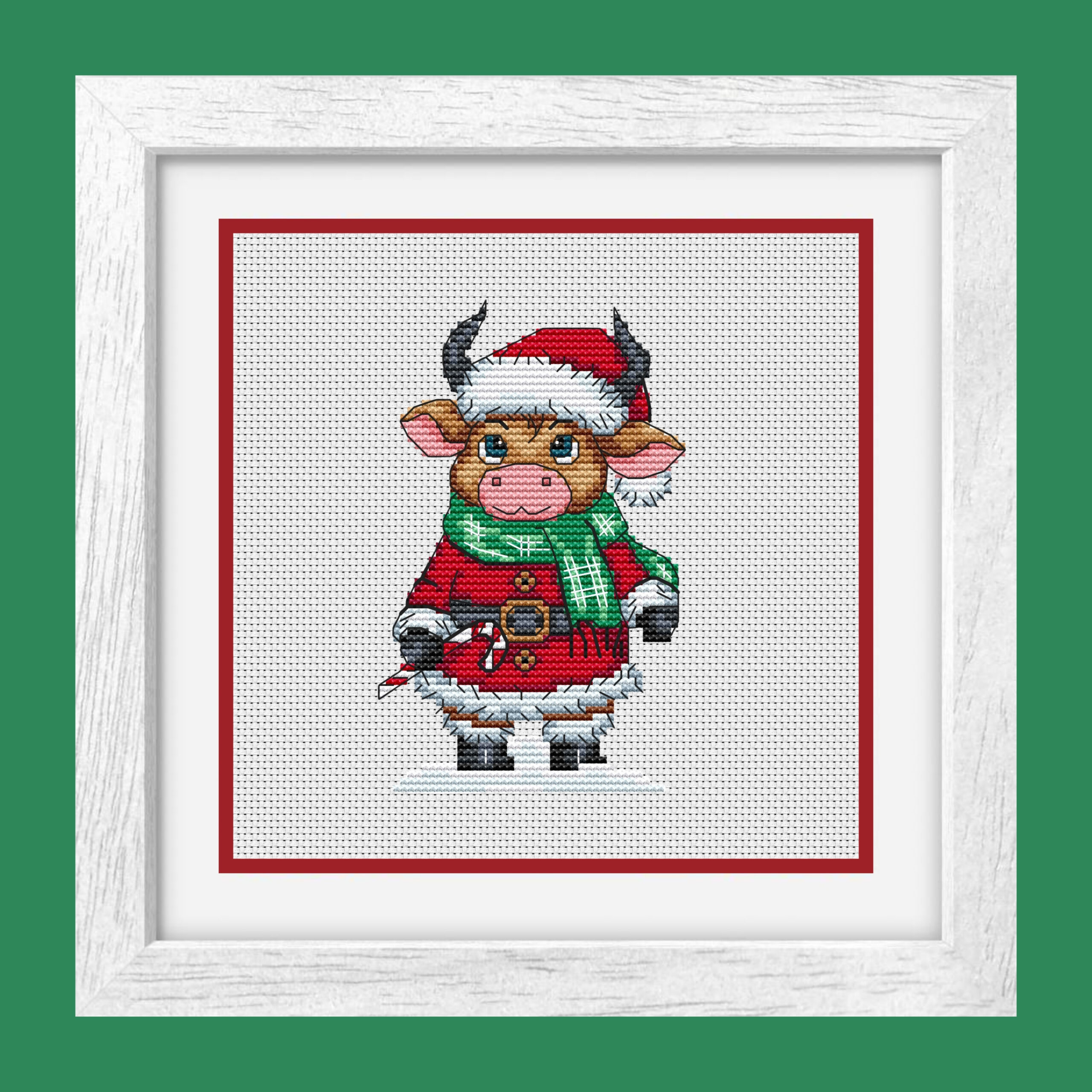 Patrón de punto de cruz – Toro navideño