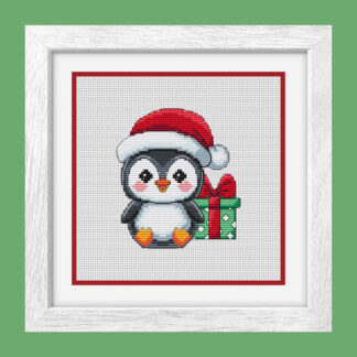 Patrón de punto de cruz – Pingüino navideño
