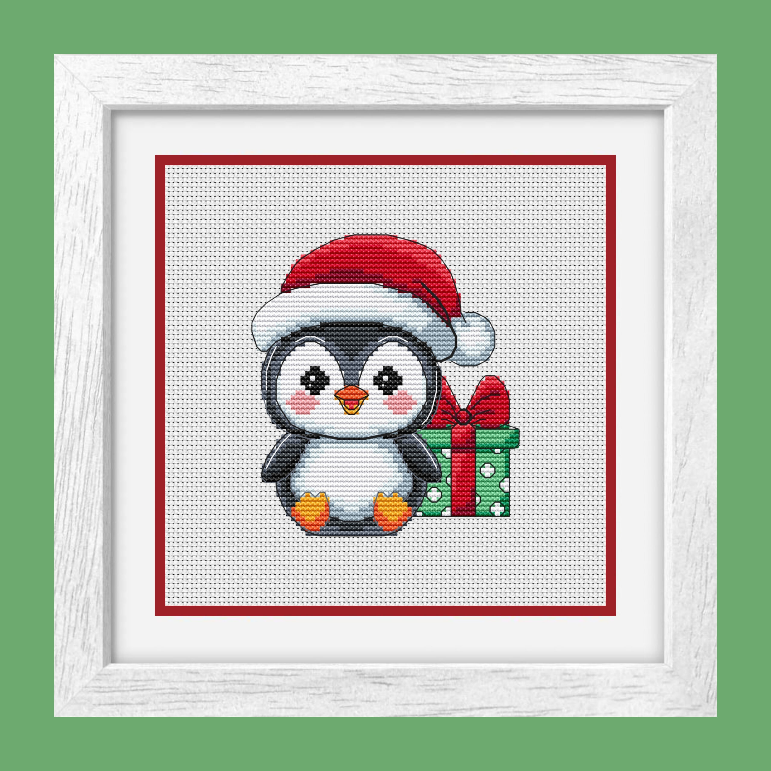 Patrón de punto de cruz – Pingüino navideño