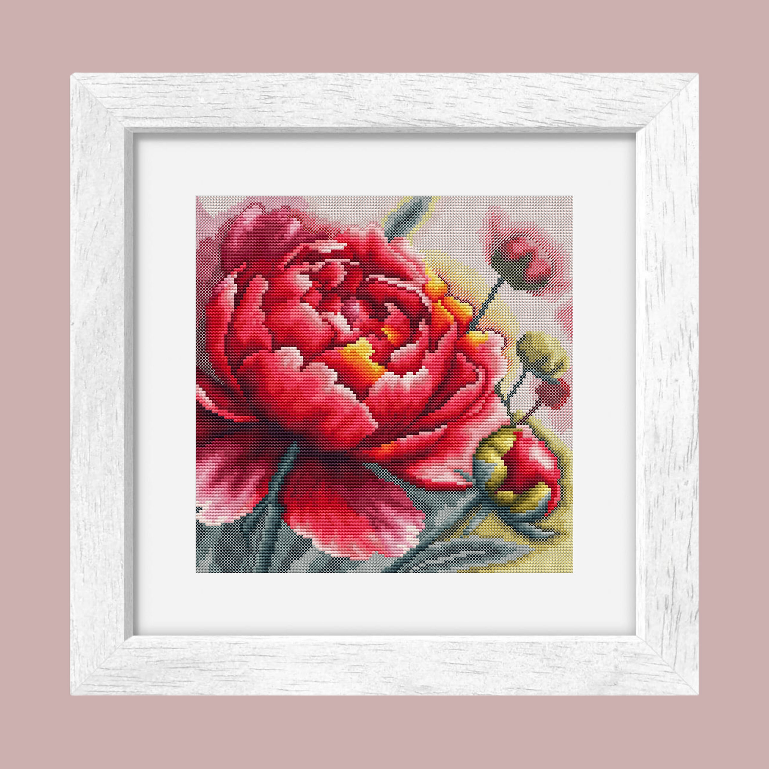 Patrón de punto de cruz – Peonia