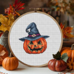 Patrón de punto de cruz – Calabaza Brujo