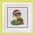 Patrón de punto de cruz – Serpiente navideña