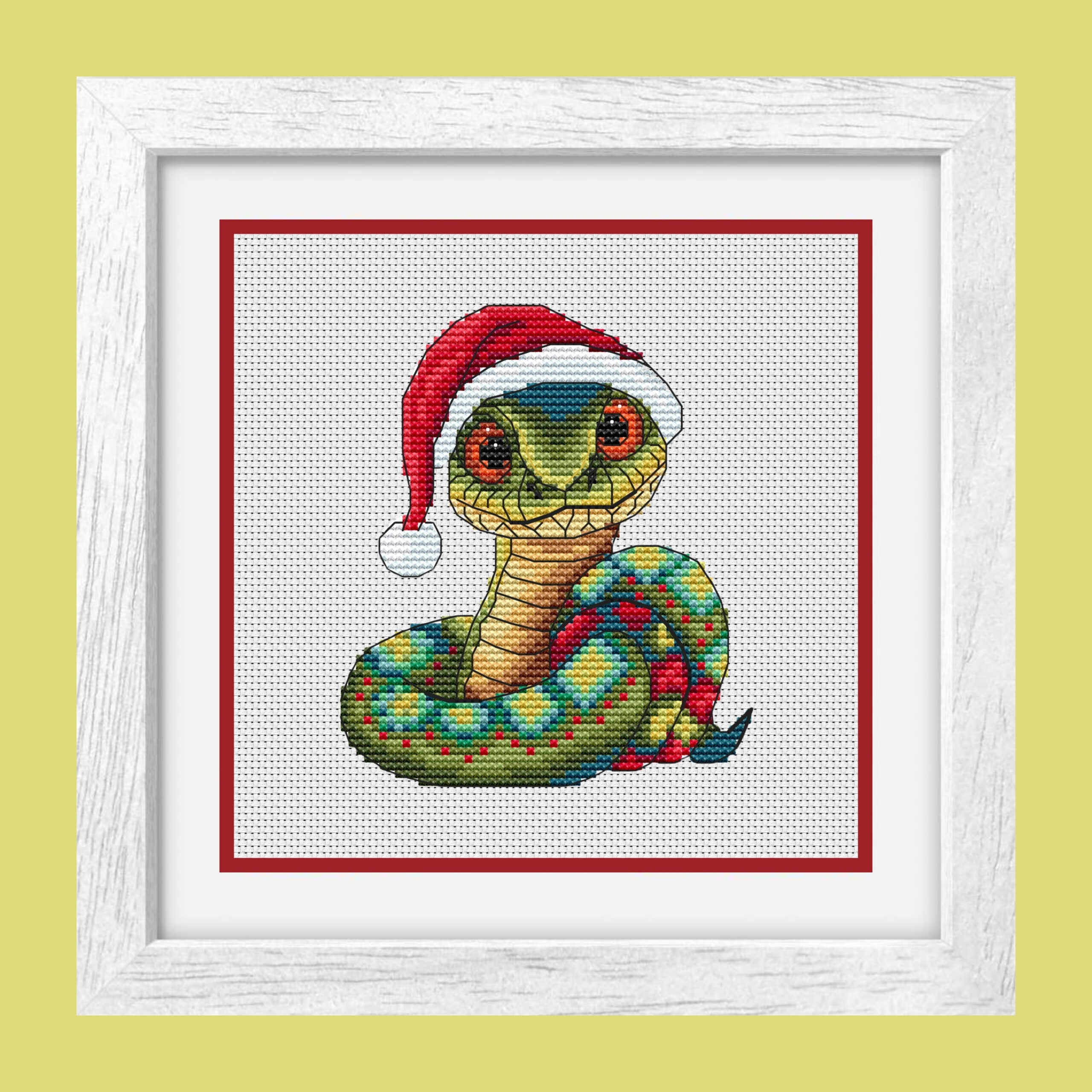 Patrón de punto de cruz – Serpiente navideña