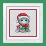 Patrón de punto de cruz – Gatita navideña