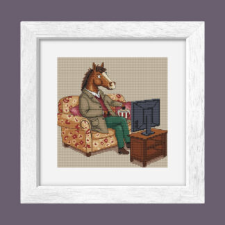 Patrón de punto de cruz – Caballo en el Sofá