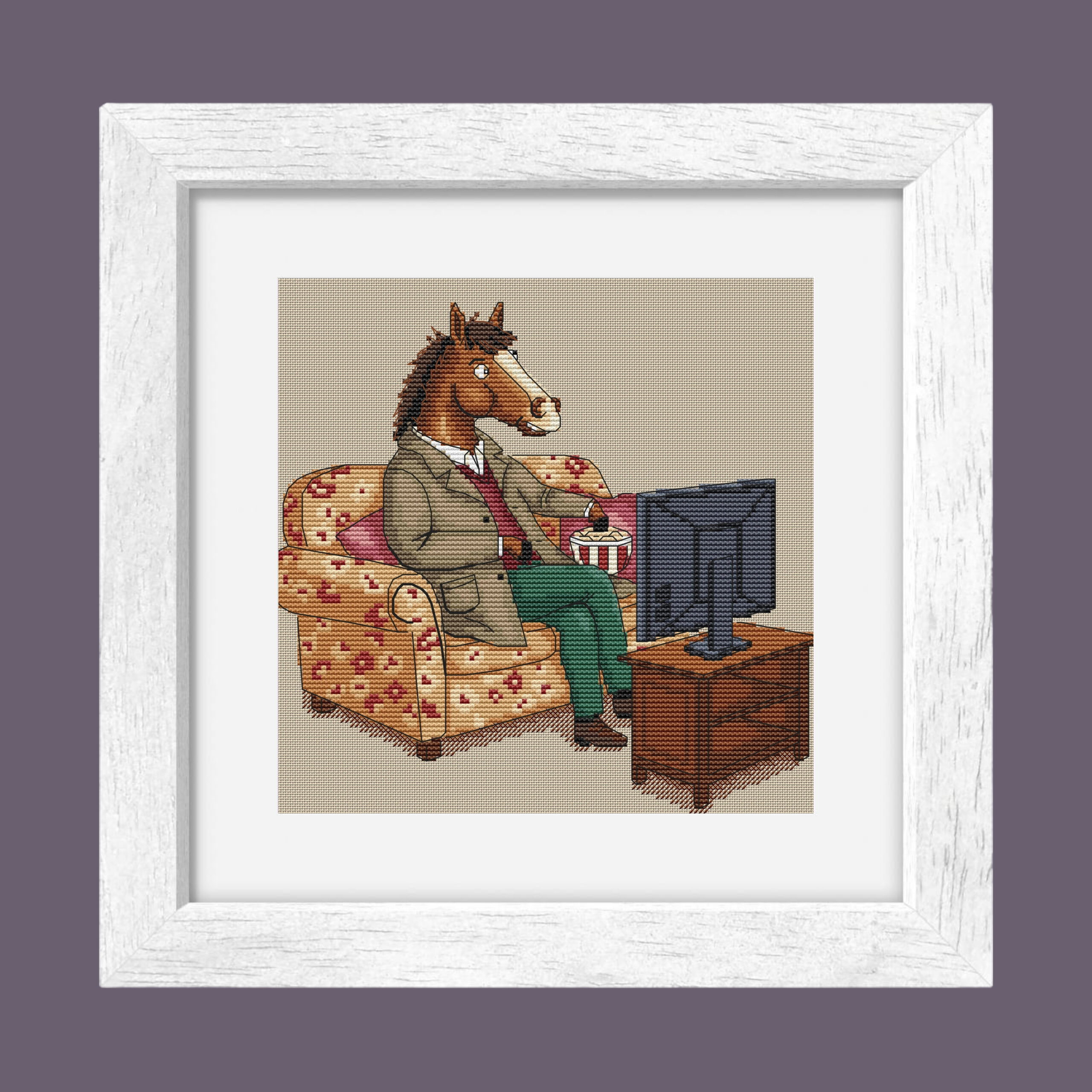 Patrón de punto de cruz – Caballo en el Sofá