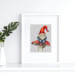 Patrón de punto de cruz – Gnomo y Seta