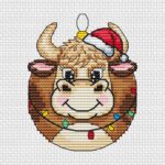 Patrón de punto de cruz – Adorno Navideño – Vaquita