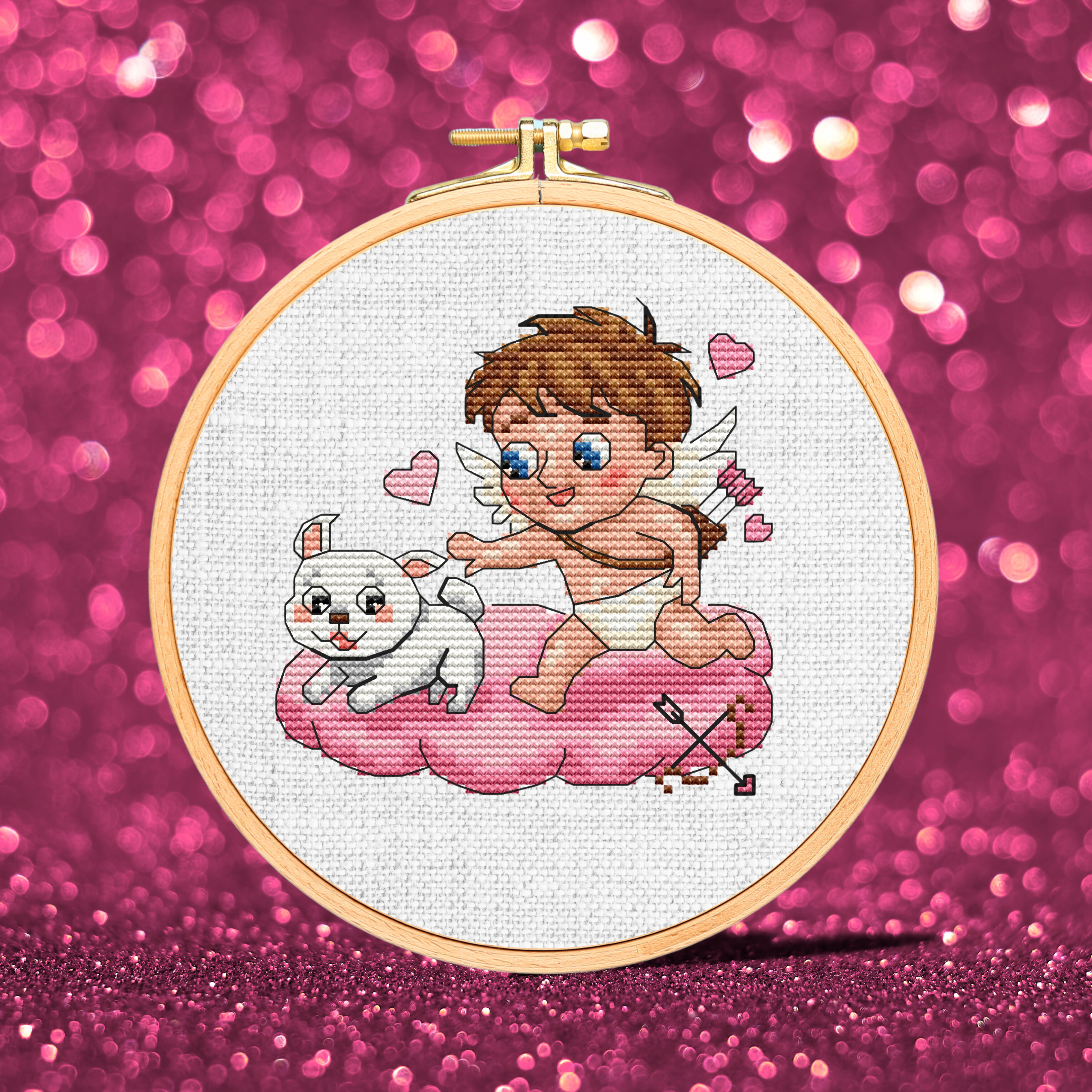 Patrón de punto de cruz de San Valentín – Pequeño Cupido 2