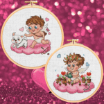 Bundle de patrones de punto de cruz (PDF) de San Valentín – Pequeño Cupido 1 y 2