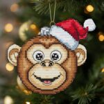 Patrón de punto de cruz – Adorno Navideño – Monito