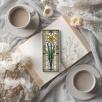 Patrón de punto de cruz – Narciso estilo vidriera | Marcapáginas | Bordado floral moderno| Liliss