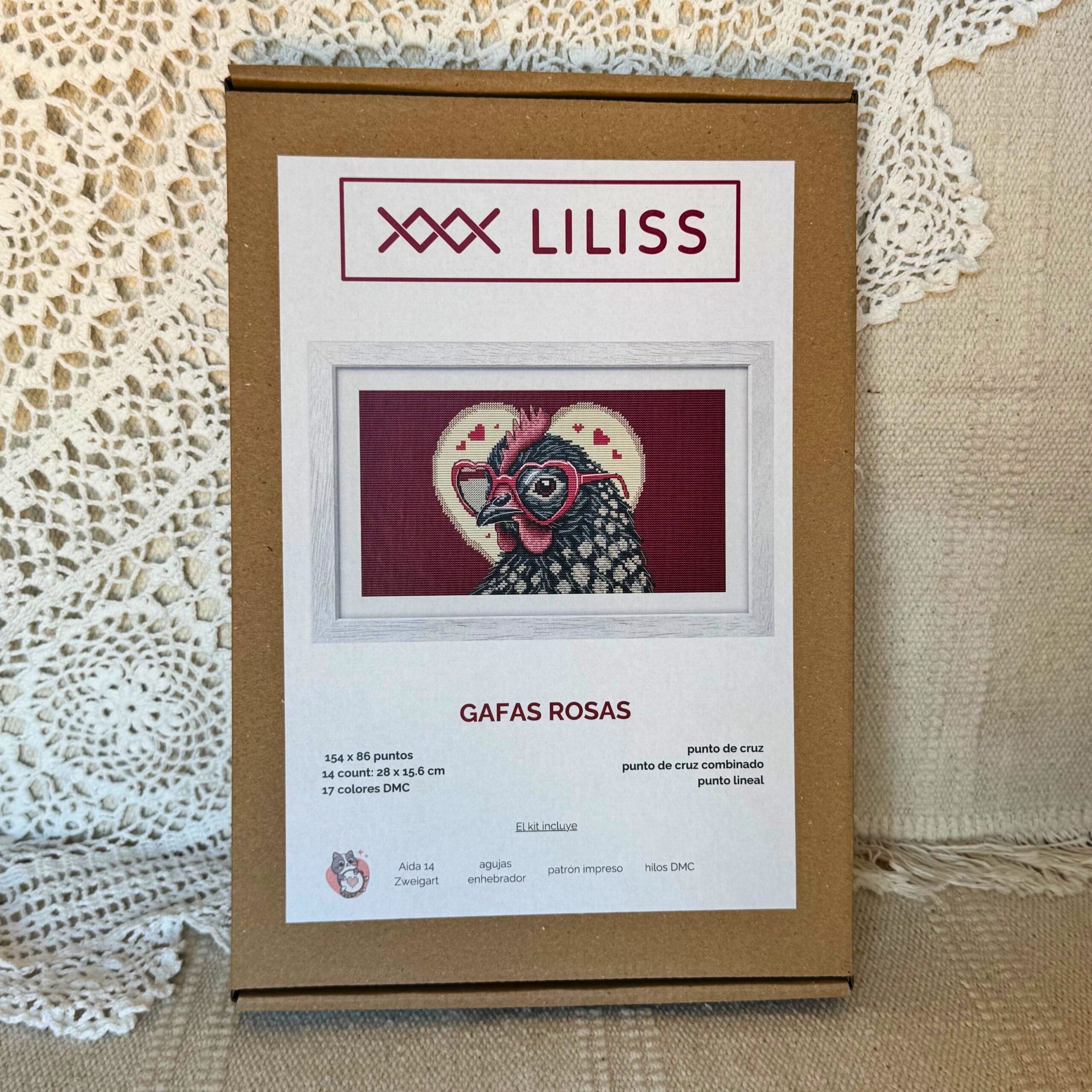 Kit de punto de cruz – Gafas rosas