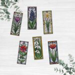 Patrón de punto de cruz – Set de Marcapáginas flores de primavera | estilo vidriera | Bordado floral moderno| Liliss