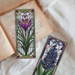 Patrón de punto de cruz – Set de Marcapáginas Jacinto y Crocus | estilo vidriera | Marcapáginas | Bordado floral moderno| Liliss