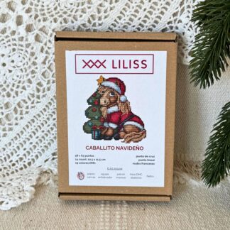 Kit de punto de cruz – Caballito Navideño