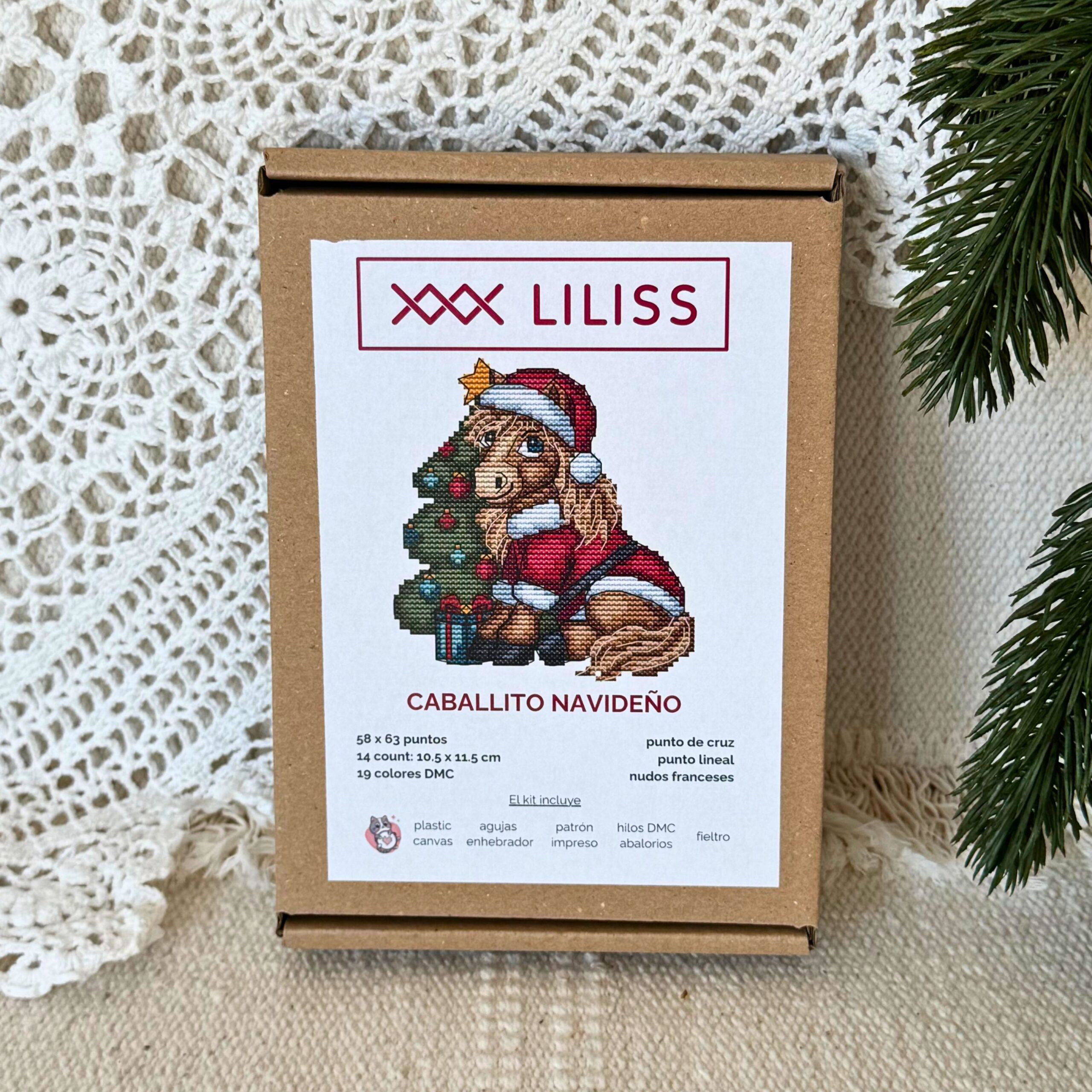 Kit de punto de cruz – Caballito Navideño