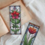 Patrón de punto de cruz – Set de Marcapáginas Tulipán y Rosa de Invierno | estilo vidriera | Marcapáginas | Bordado floral moderno| Liliss