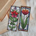 Patrón de punto de cruz – Set de Marcapáginas Tulipán y Rosa de Invierno | estilo vidriera | Marcapáginas | Bordado floral moderno| Liliss