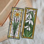 Patrón de punto de cruz – Set de Marcapáginas Narciso y Campanilla de Invierno | estilo vidriera | Bordado floral moderno| Liliss