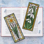 Patrón de punto de cruz – Set de Marcapáginas Narciso y Campanilla de Invierno | estilo vidriera | Bordado floral moderno| Liliss
