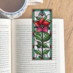 Patrón de punto de cruz – Rosa de Invierno estilo vidriera | Marcapáginas | Bordado floral moderno| Liliss