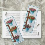 Patrón de punto de cruz – Geranios | Marcapáginas | Bordado floral moderno| Liliss