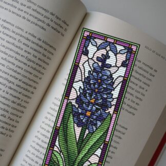 Patrón de punto de cruz – Jacinto estilo vidriera | Marcapáginas | Bordado floral moderno| Liliss