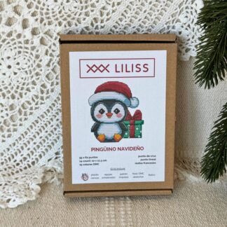 Kit de punto de cruz – Pingüino Navideño