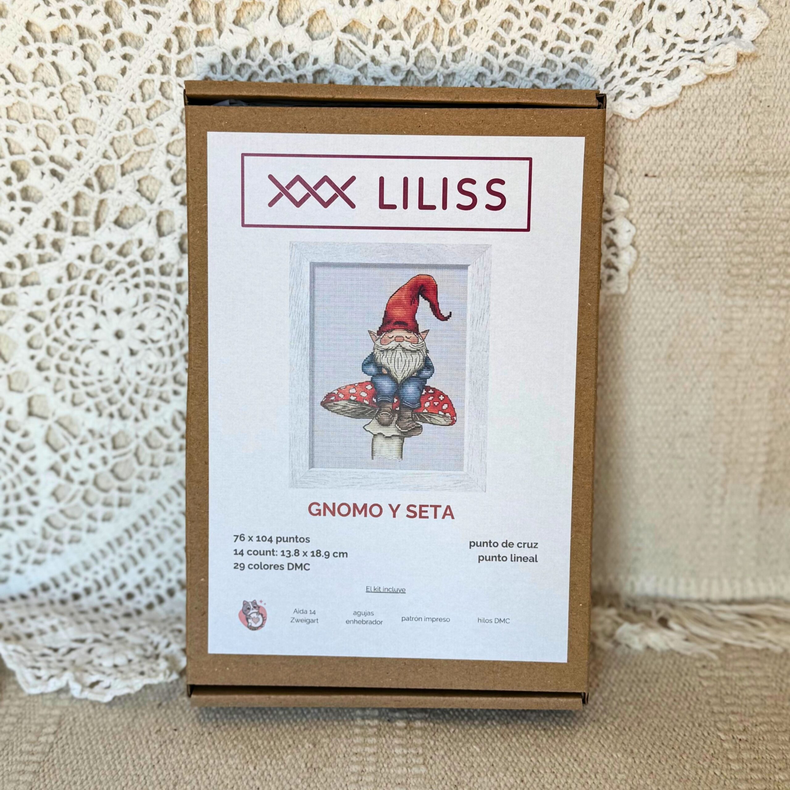 Kit de punto de cruz – Gnomo y Seta