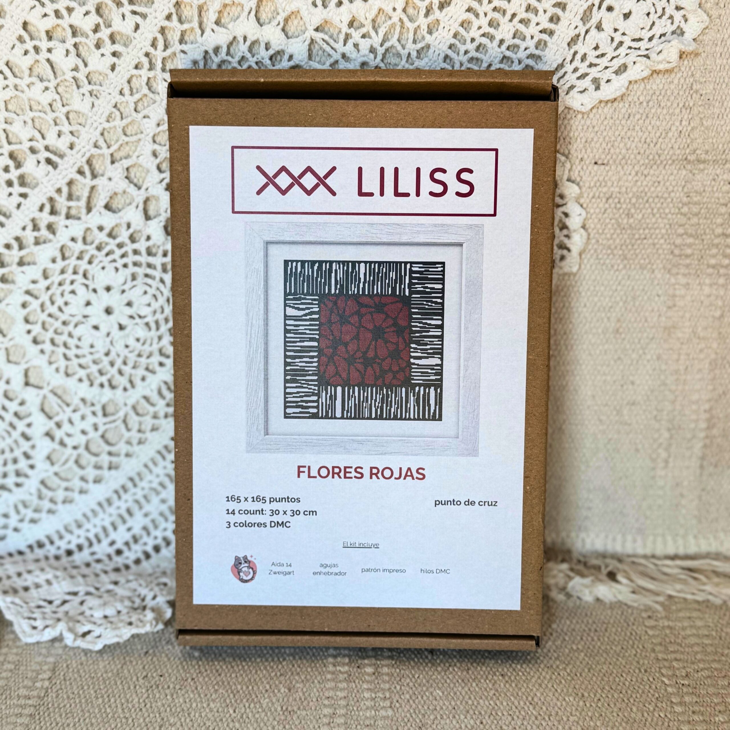 Kit de punto de cruz – Flores Rojas