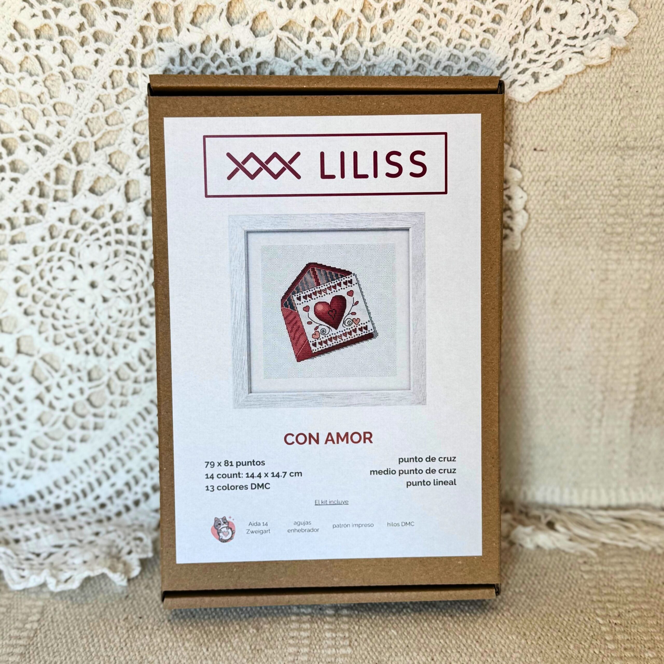 Kit de punto de cruz – Con Amor