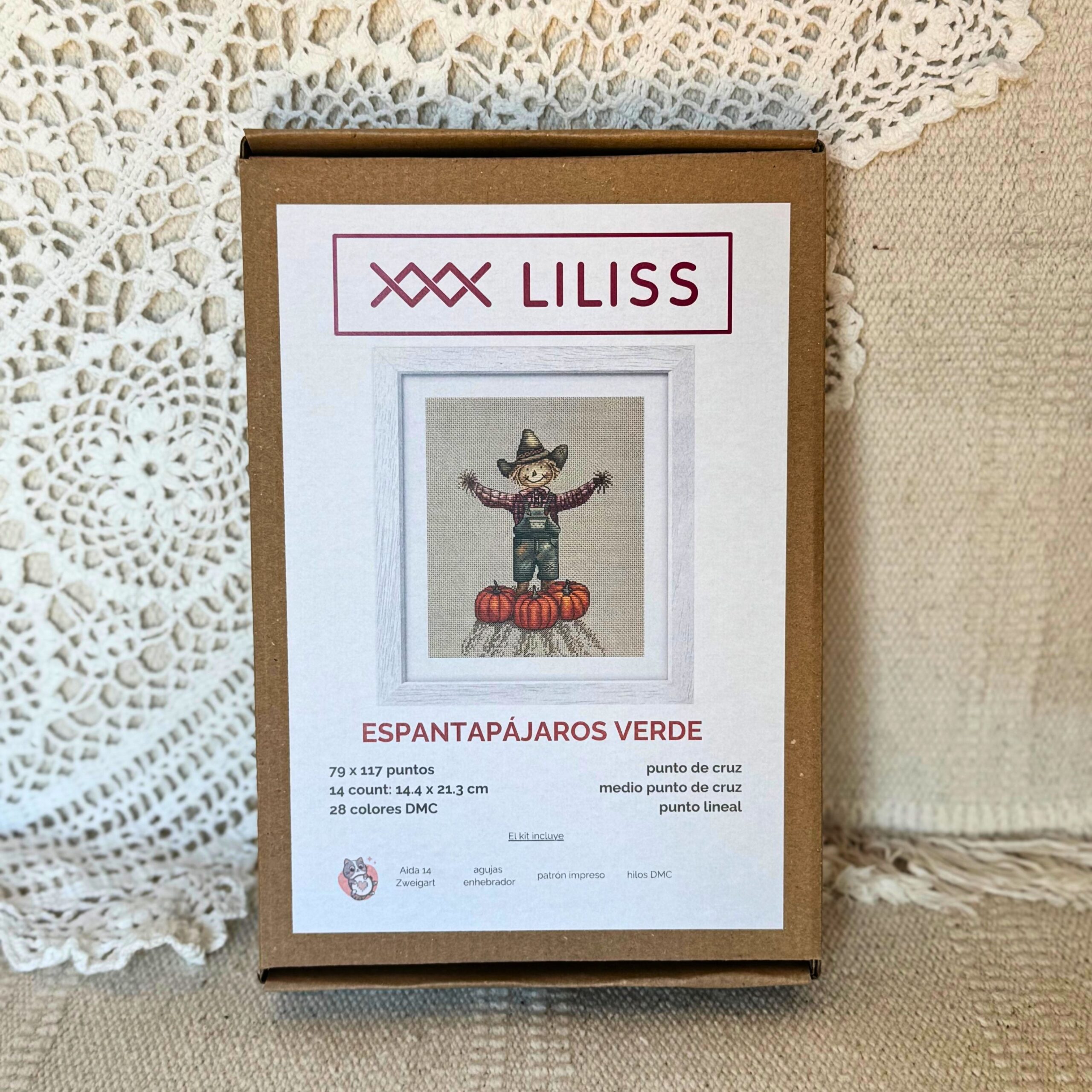 Kit de punto de cruz – Espantapájaros verde