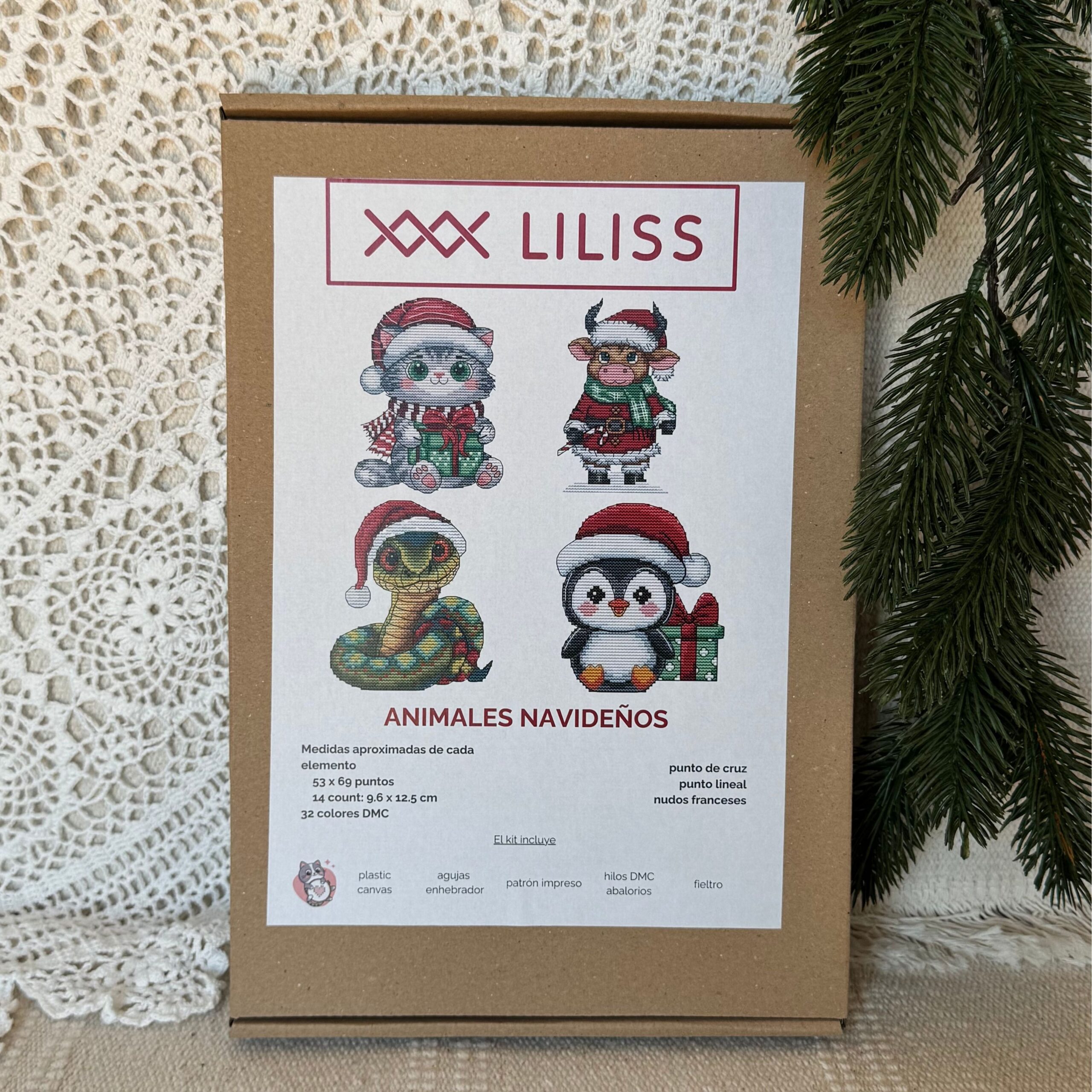Kit de punto de cruz – Animales Navideños