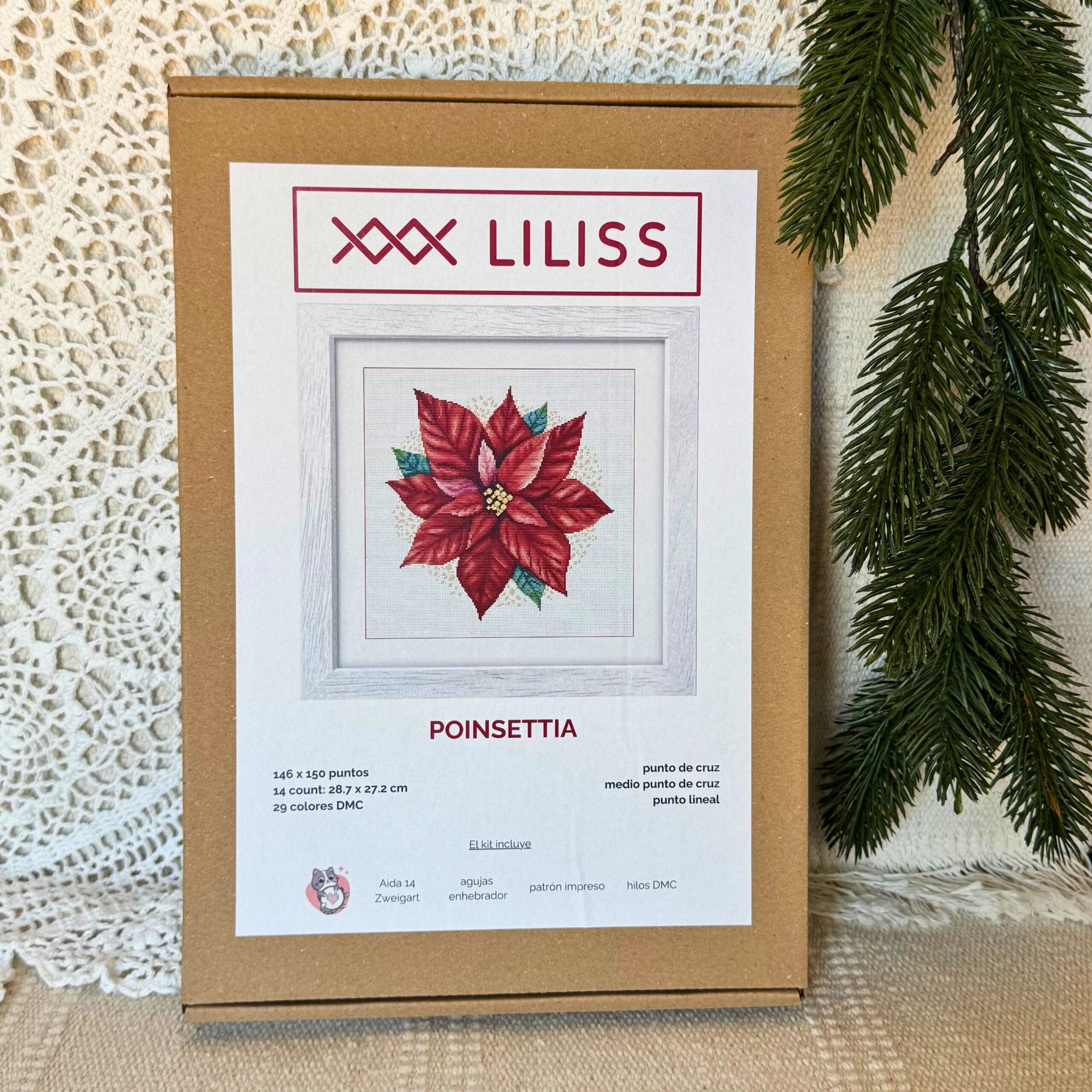 Kit de punto de cruz – Poinsettia